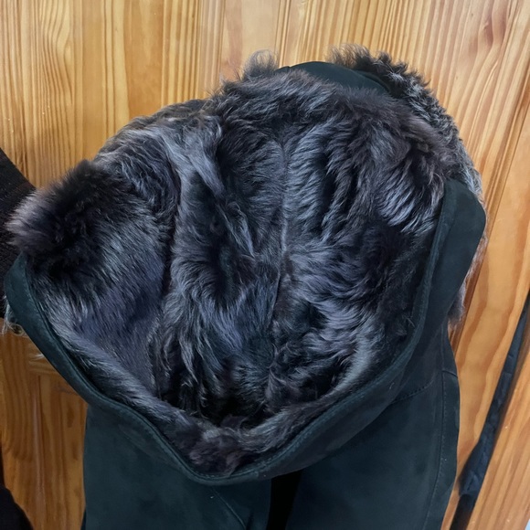 Genuine Shearling jacket coat size Large for women w/hood warm made in Italy - Picture 14 of 16